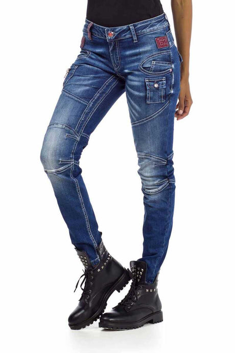 WD358 Comfortabele Dames Jeans met modieuze decoratieve Stiksels