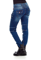 WD358 women comfortable jeans with fashionable decorative stitching