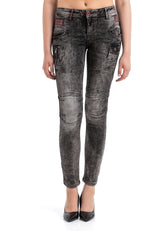 WD358 Comfortabele Dames Jeans met modieuze decoratieve Stiksels