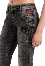 WD358 Comfortabele Dames Jeans met modieuze decoratieve Stiksels