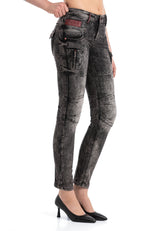 WD358 Comfortabele Dames Jeans met modieuze decoratieve Stiksels