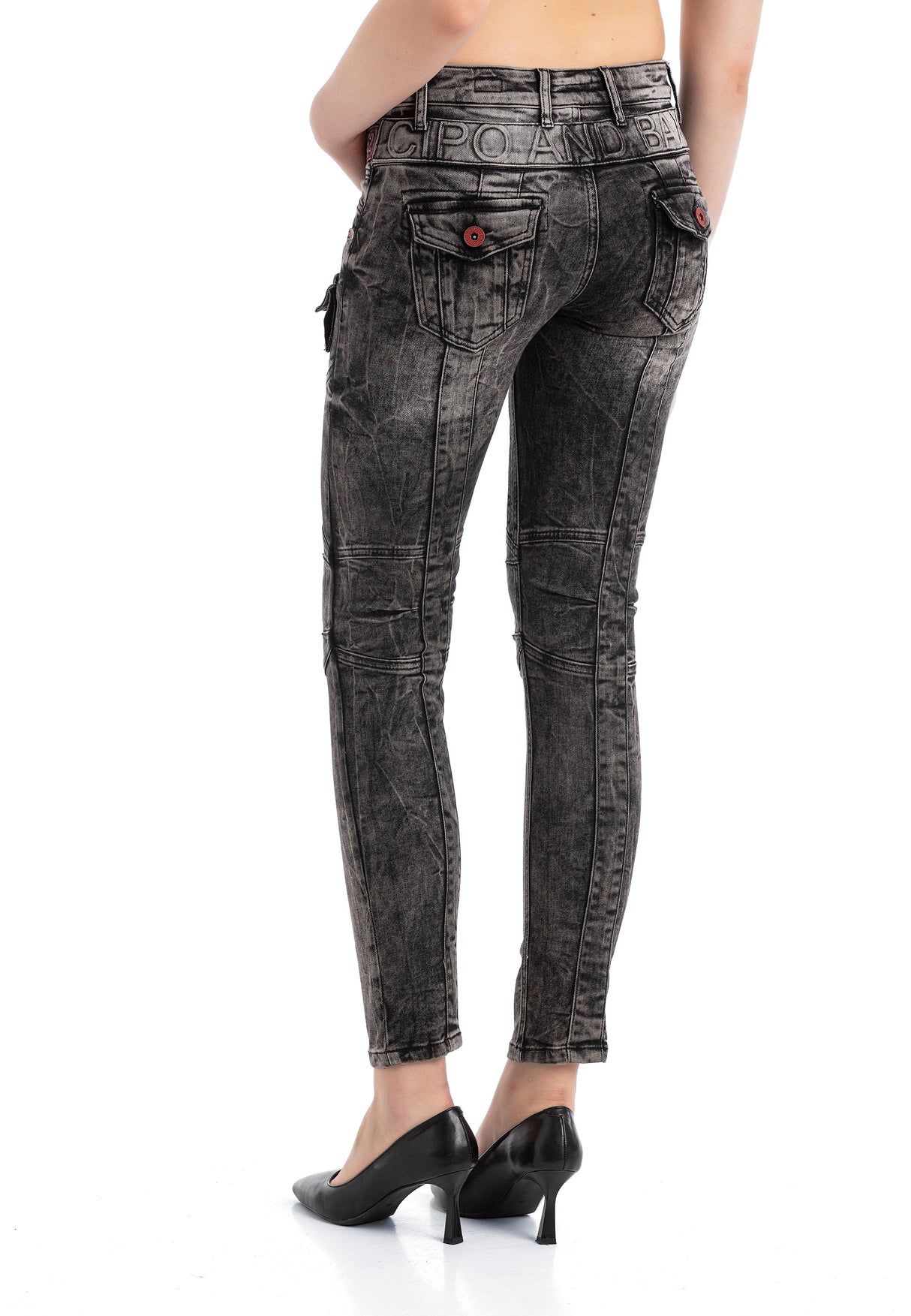 WD358 Comfortabele Dames Jeans met modieuze decoratieve Stiksels