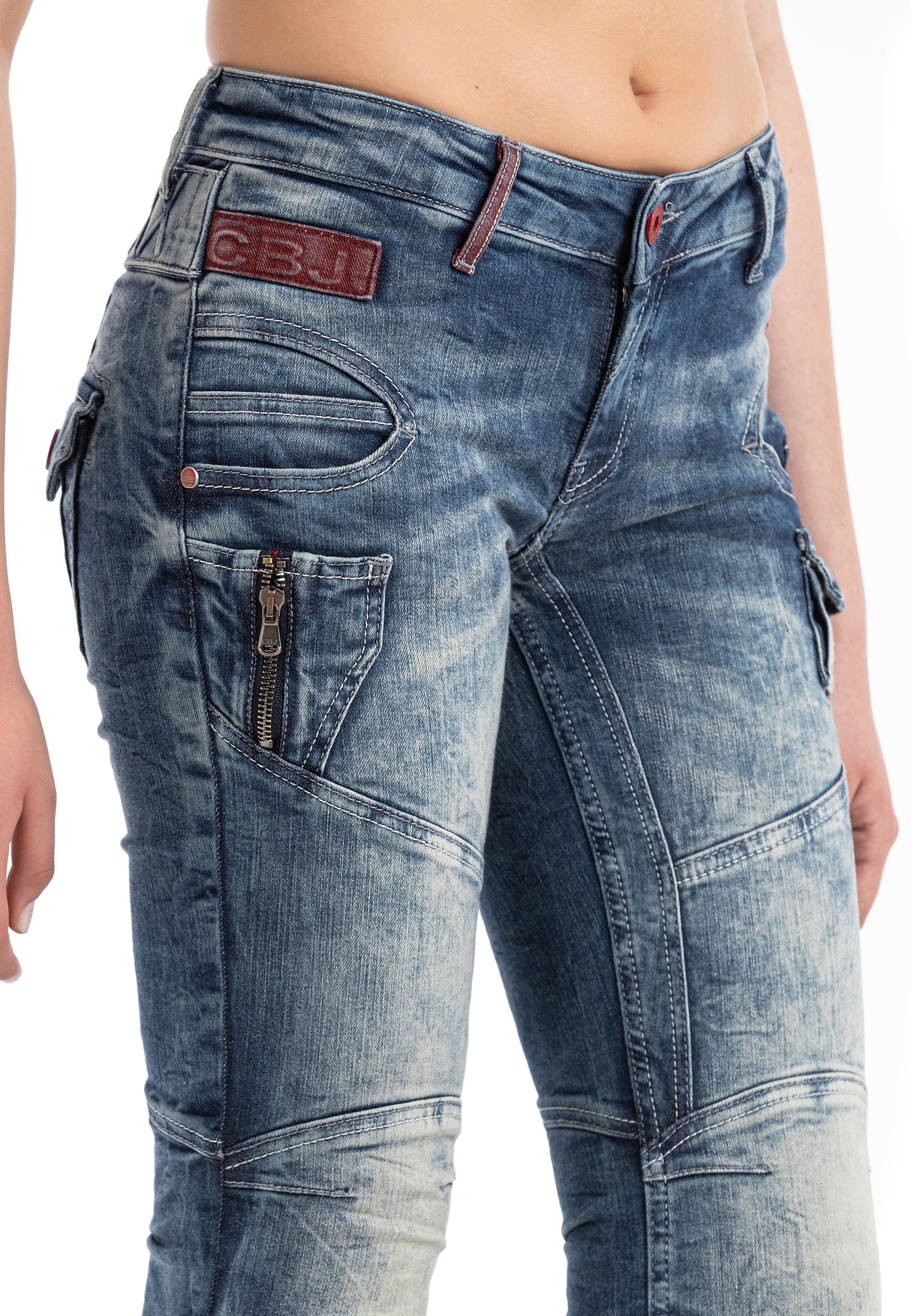 WD358 Comfortabele Dames Jeans met modieuze decoratieve Stiksels