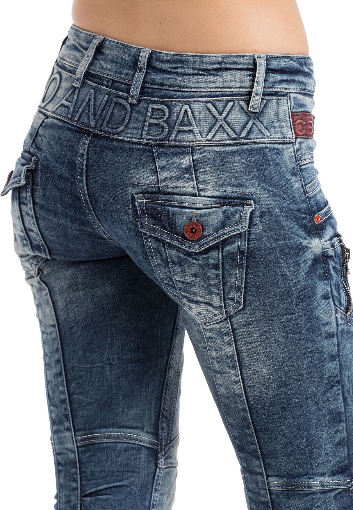 WD358 Comfortabele Dames Jeans met modieuze decoratieve Stiksels