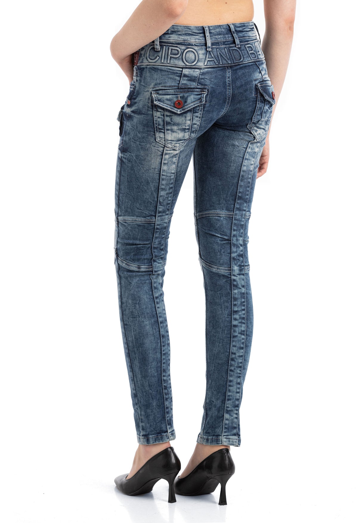 WD358 Comfortabele Dames Jeans met modieuze decoratieve Stiksels