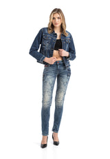 WD358 Comfortabele Dames Jeans met modieuze decoratieve Stiksels