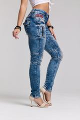 WD358 Donne jeans comodi con cuciture decorative alla moda