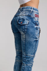 WD358 Donne jeans comodi con cuciture decorative alla moda