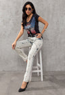 WD382 Women Slim-Fit Jeans with extravagant seam design in Straight Fit