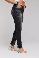 Jeans WD382 Jeans Slim-Fit per donna 
con un design stravagante di cucitura in fila dritta