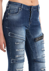 WD383 Women Skinny Jeans in a Cool Biker Look in a Skinny Fit