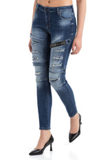 WD383 Women Skinny Jeans in a Cool Biker Look in a Skinny Fit