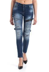 WD383 Women Skinny Jeans in a Cool Biker Look in a Skinny Fit