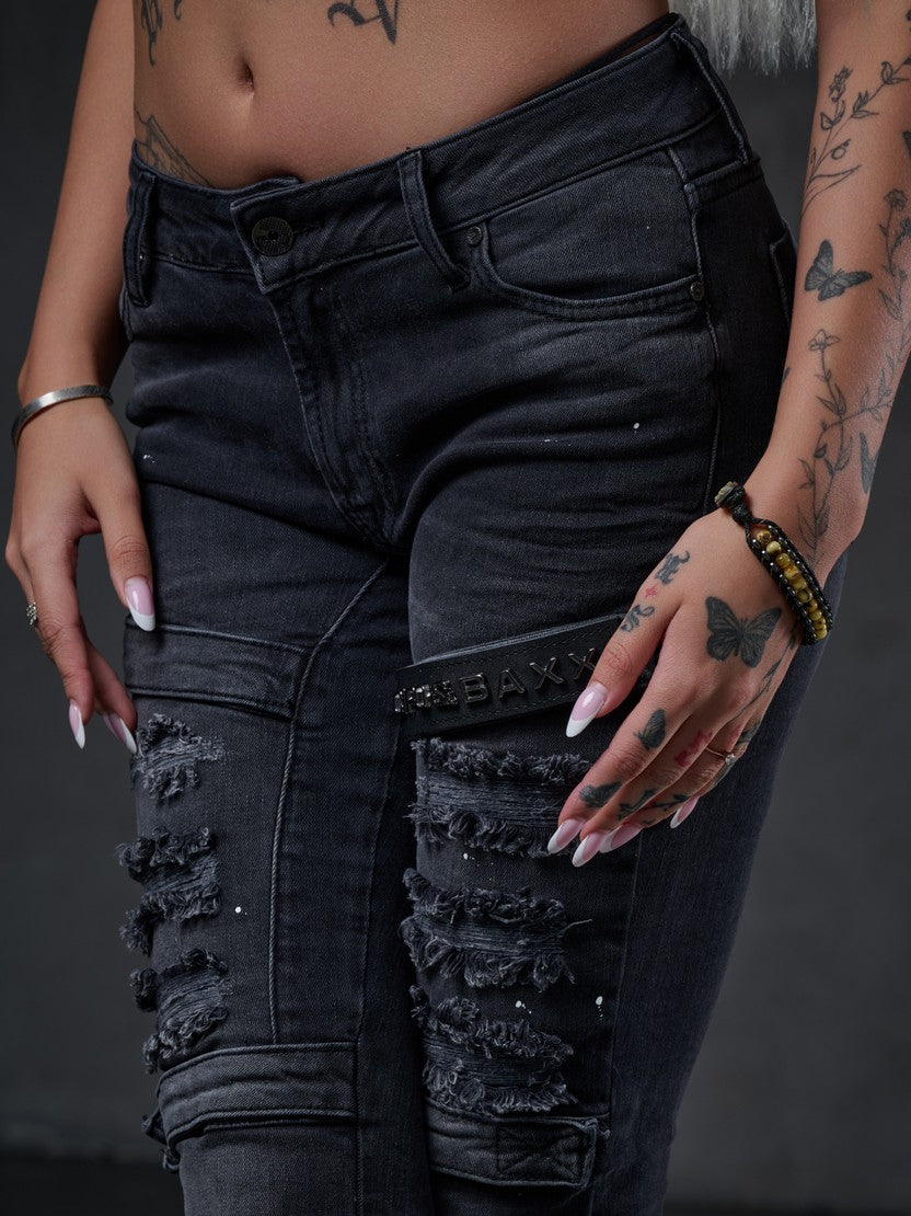 WD383 jeansy damskie w motocyklowym stylu