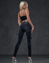 WD383 jeansy damskie w motocyklowym stylu