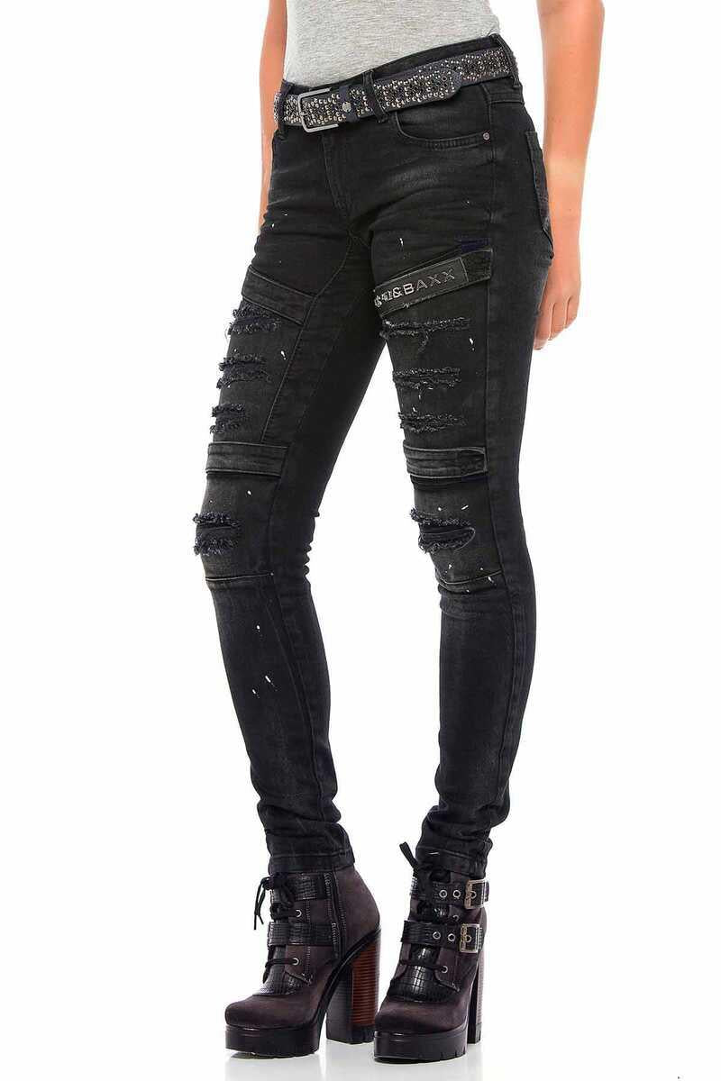 WD383 Women Skinny Jeans in a Cool Biker Look in a Skinny Fit