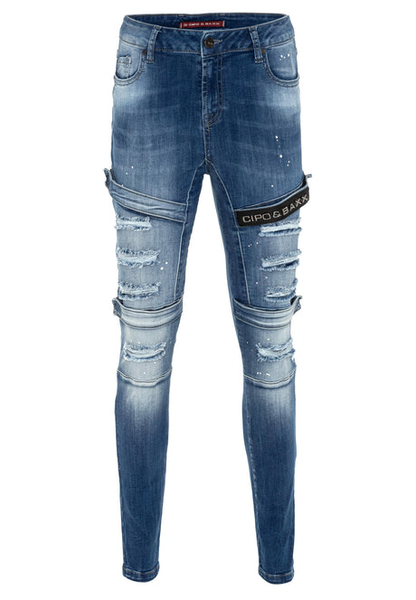 WD383 Women Skinny Jeans in a Cool Biker Look in a Skinny Fit