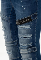 WD383 Jeans skinny pour femmes, look motard cool