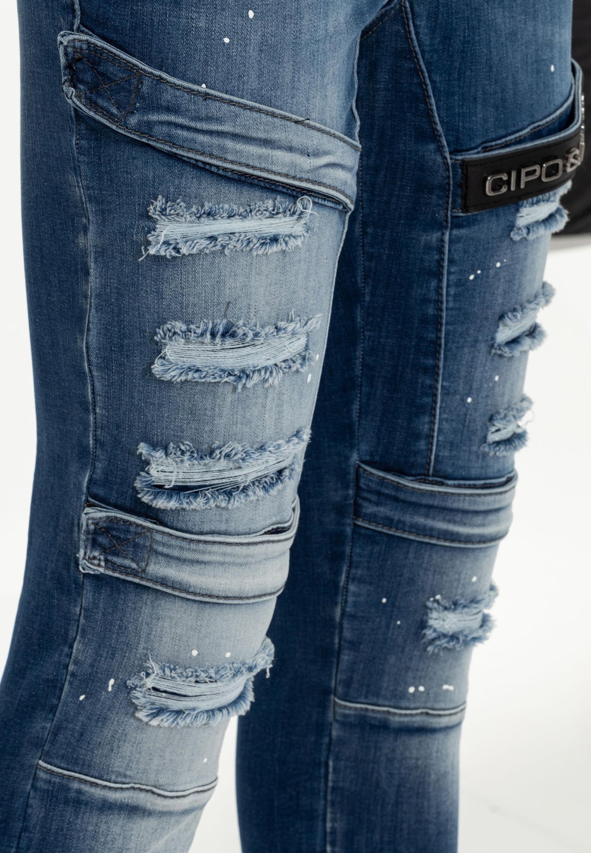 WD383 Jeans Skinny para mujeres estilo motociclista 