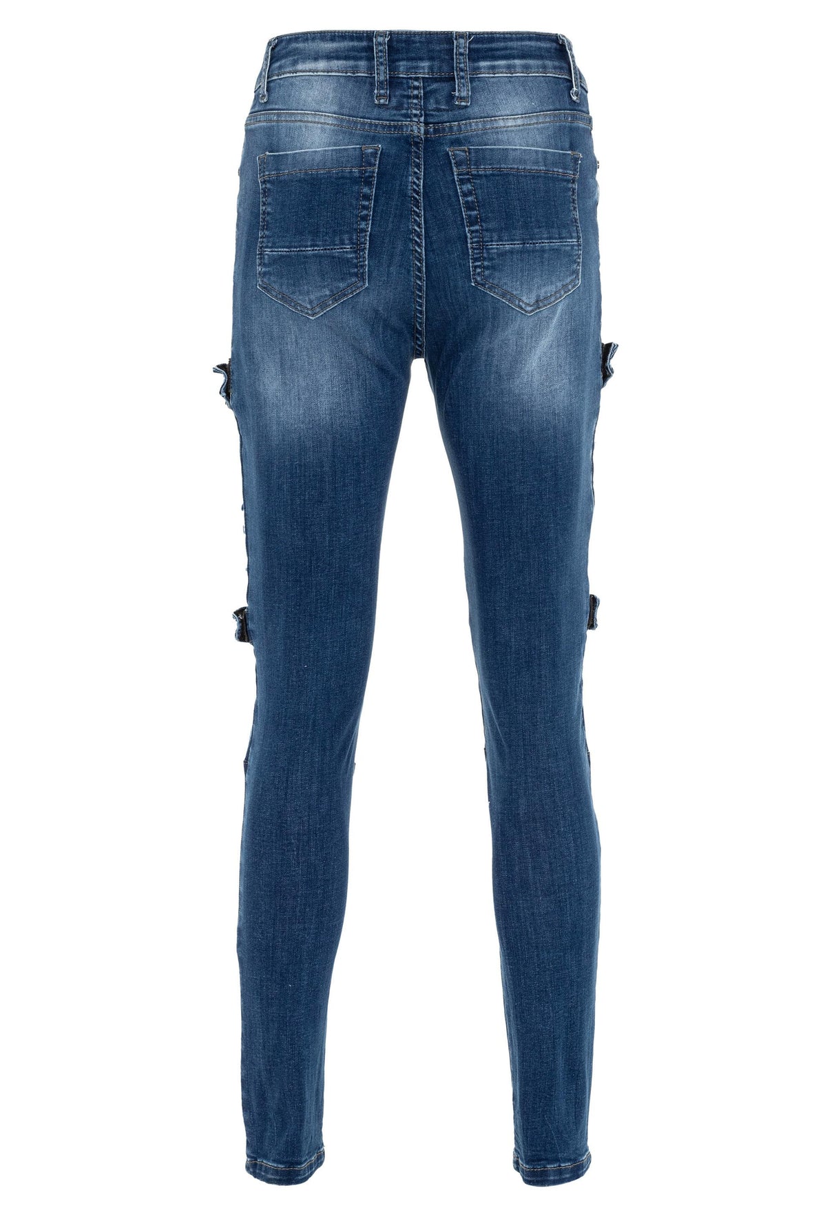 WD383 Jeans Skinny para mujeres estilo motociclista 