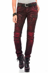 WD388 jeans confortables pour femmes avec rivets fantaisie en slim fit