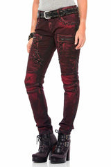 WD388 jeans confortables pour femmes avec rivets fantaisie en slim fit