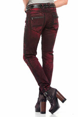 WD388 jeans confortables pour femmes avec rivets fantaisie en slim fit