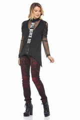 WD388 Damen bequeme Jeans mit ausgefallenem Nietenbesatz in Slim Fit