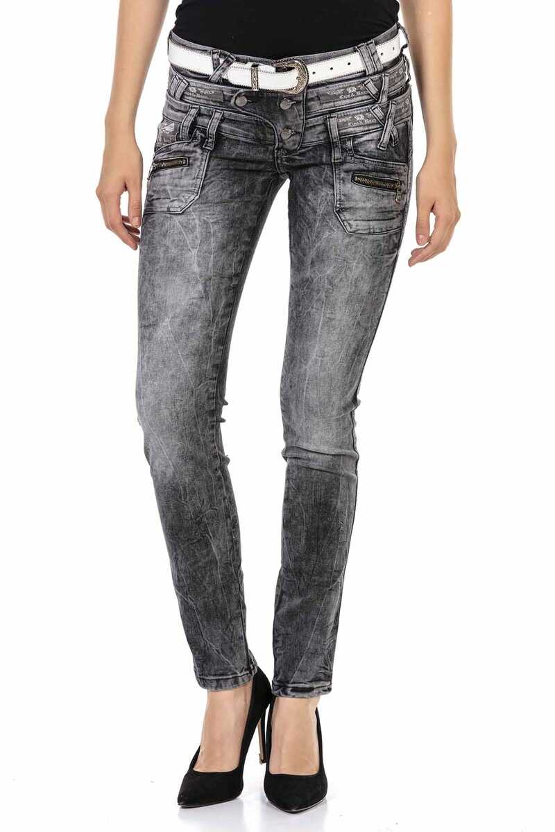 WD431 Women's Tube Jeans con un pacto doble moderno