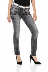 WD431 Women's tube jeans with a trendy double covenant