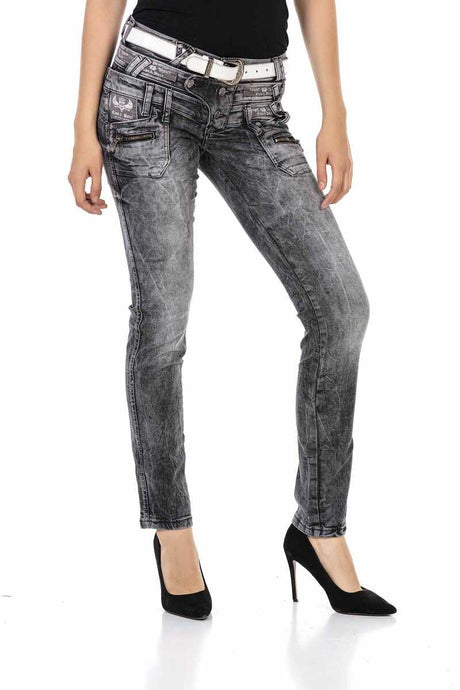 WD431 Women's tube jeans with a trendy double covenant