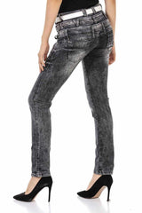 WD431 Women's tube jeans with a trendy double covenant