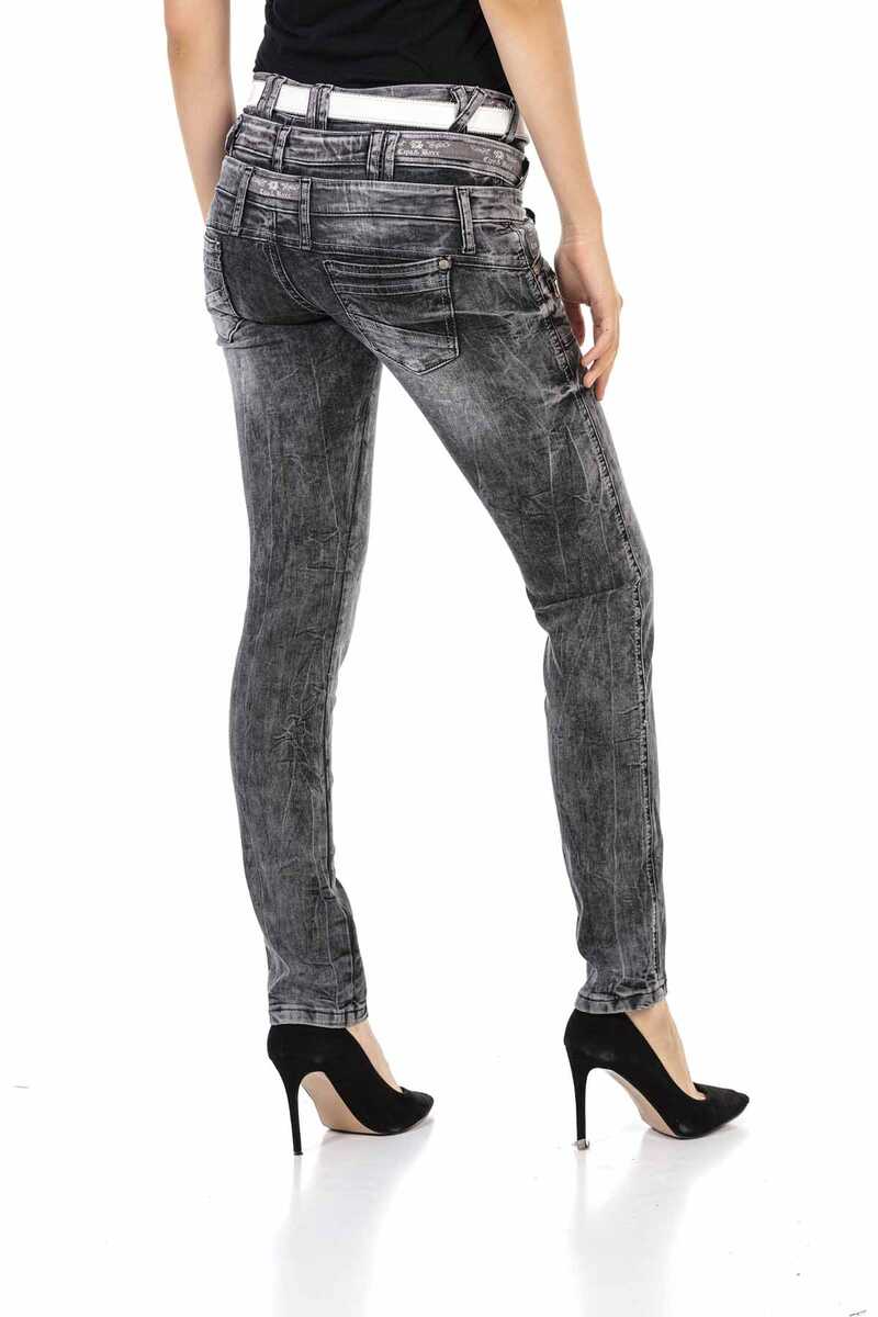 WD431 Women's tube jeans with a trendy double covenant