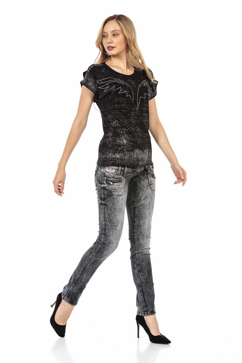 WD431 Women's tube jeans with a trendy double covenant