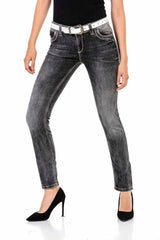 WD436 women Slim-Fit jeans with striking embroidery