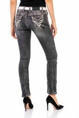 WD436 women Slim-Fit jeans with striking embroidery