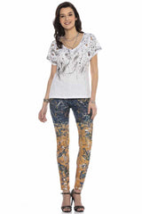 WD440 Women Slim-Fit Jeans en un diseño de pintura de mano de moda