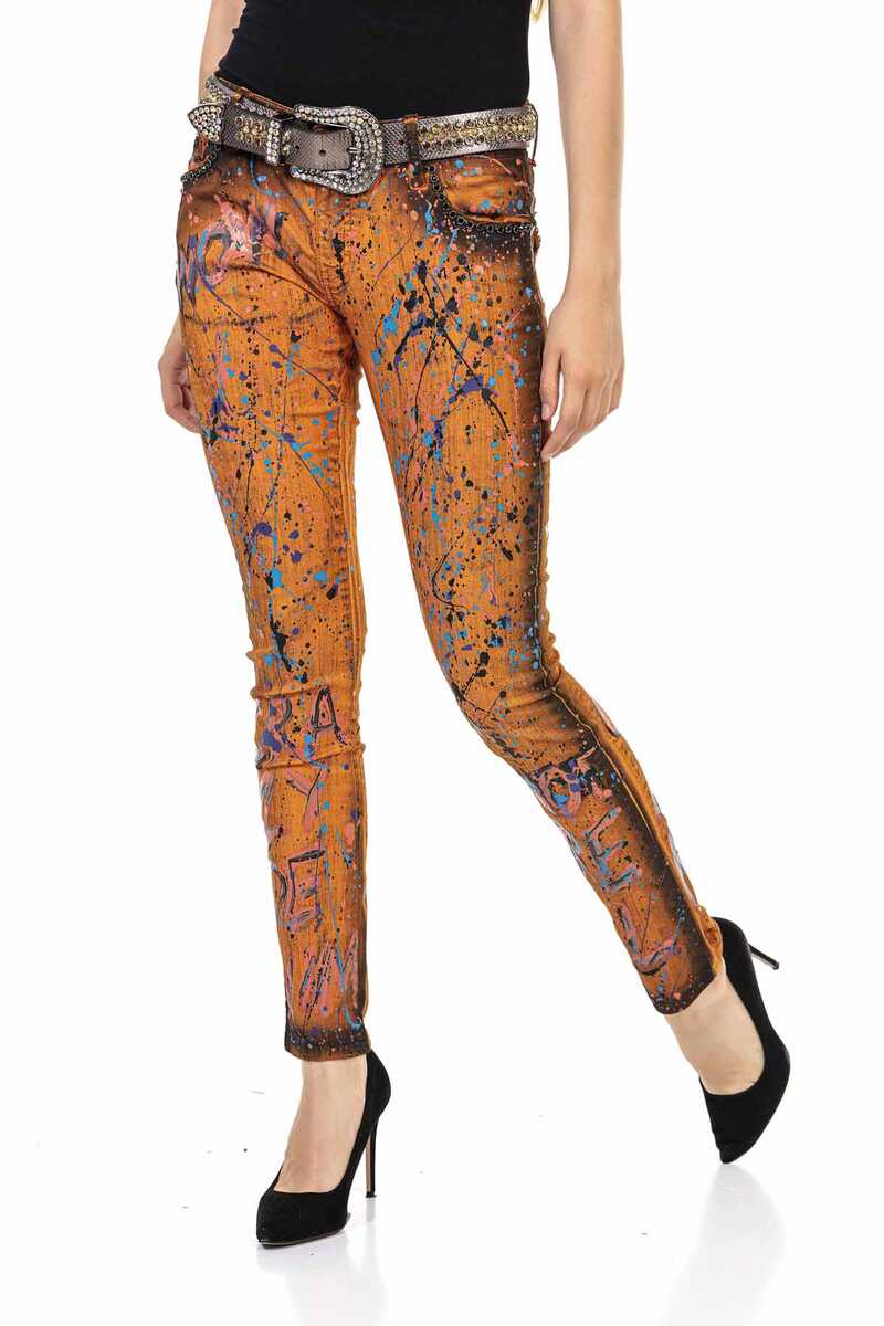 WD445 women Slim-Fit jeans with cool all-over pattern