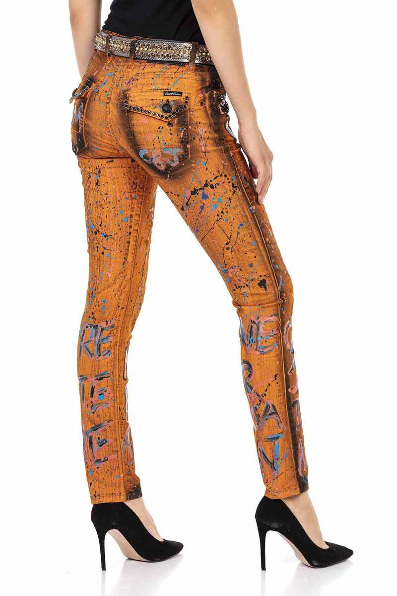 WD445 women Slim-Fit jeans with cool all-over pattern