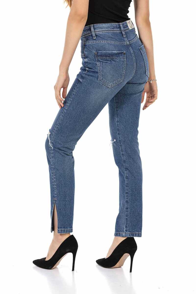 WD448 women comfortable jeans with cool destroyed elements