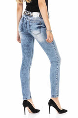 WD459 Mujeres Jeans de ajuste delgado en un aspecto moderno