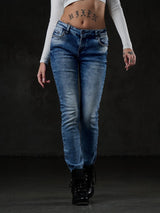 WD459 Donne jeans slim-fit in un look moderno