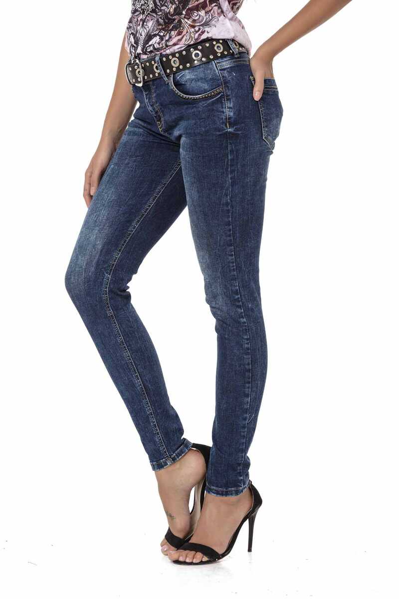 WD460 Women Slim-Fit Jeans con remolinos sutiles y remaches fríos