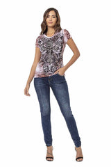 WD460 Women Slim-Fit Jeans con remolinos sutiles y remaches fríos