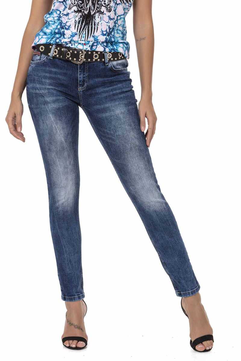 WD461 Slim-Fit Dames Jeans in de Casual Used-Look