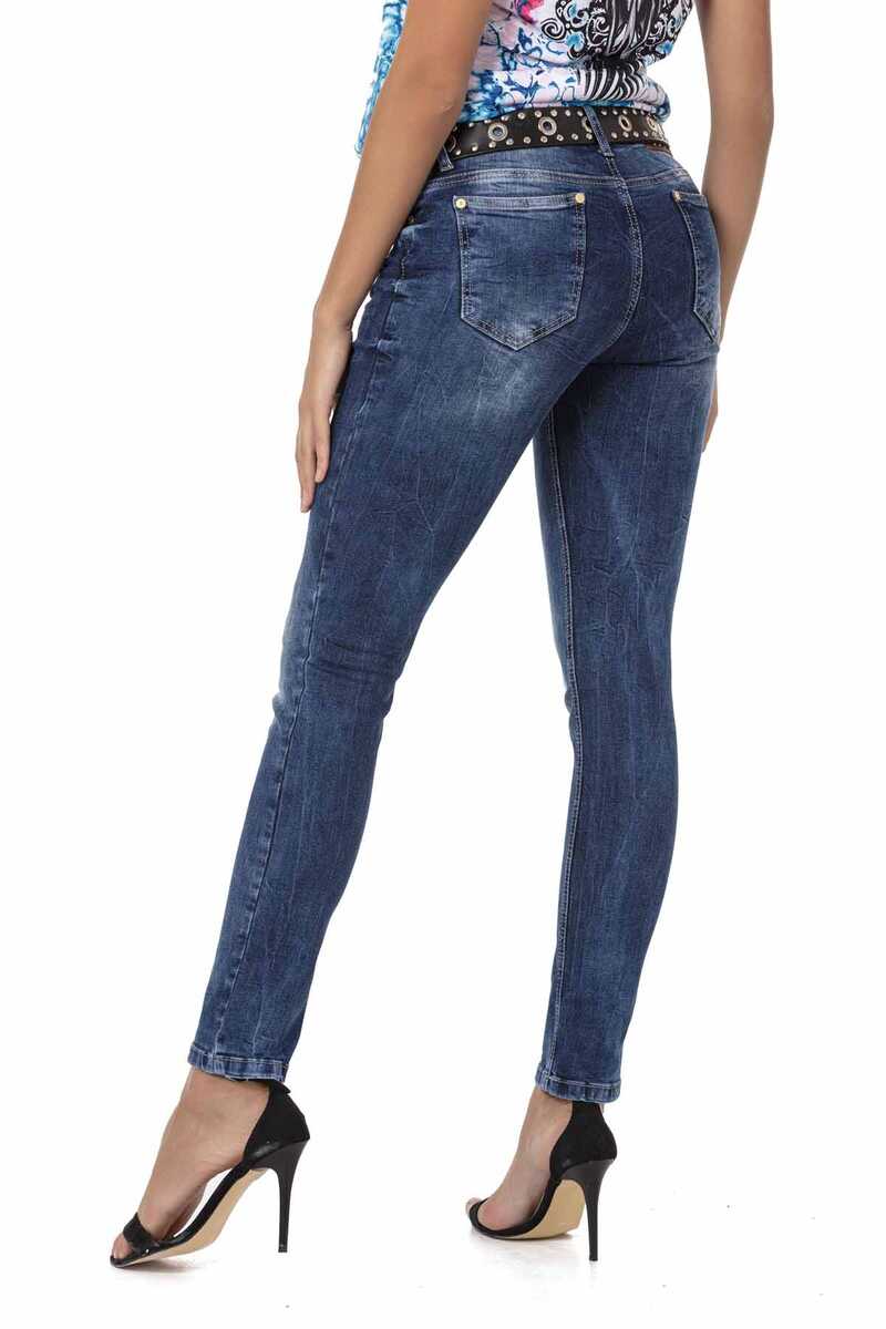 WD461 Slim-Fit Dames Jeans in de Casual Used-Look