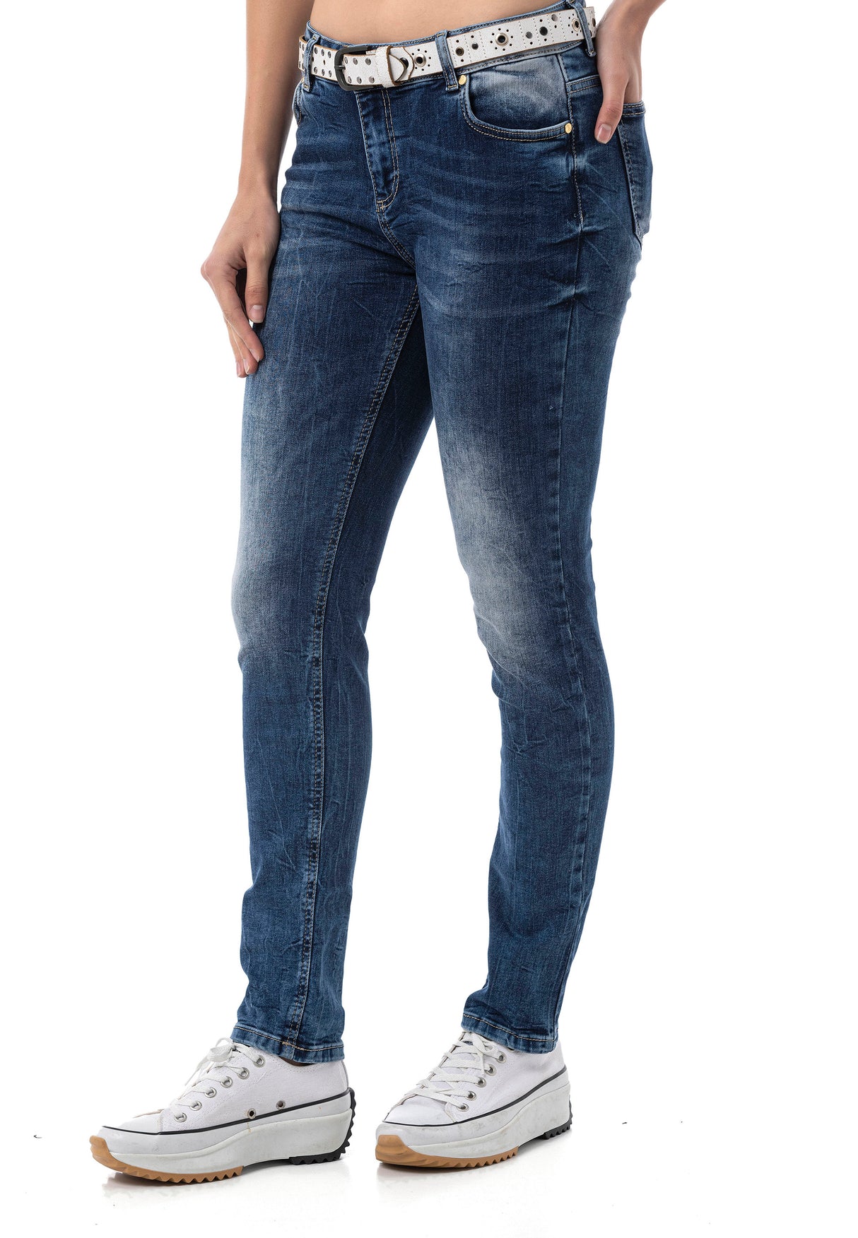 WD461 jeansy damskie w prostym stylu