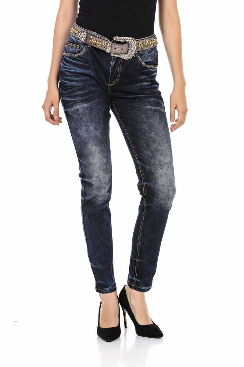 WD465 Mujeres Jeans delgadas con nittilla