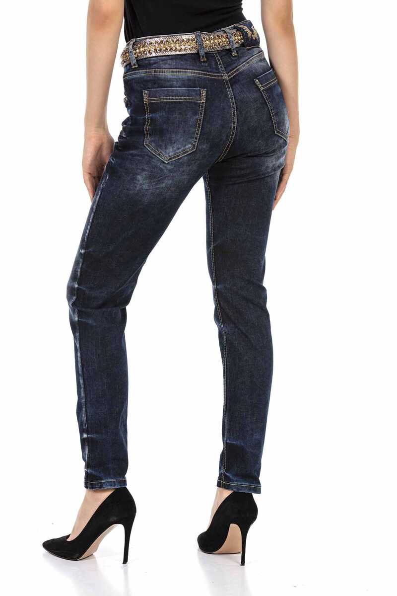 WD465 Mujeres Jeans delgadas con nittilla