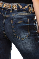 WD465 Dames Jeans in Slim-Fit en Klinknageldetails